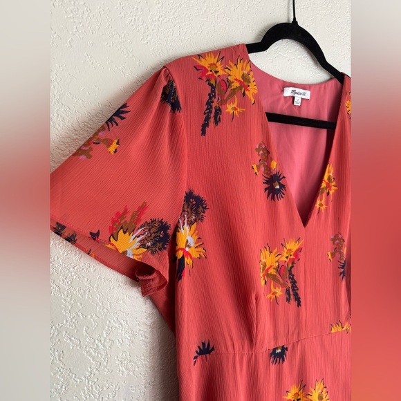 Madewell Wrap Mini Posey Cactus Floral Dress in Spiced Rose - Picture 7 of 16